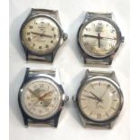 4 vintage gents wristwatch heads includes olympic, poljot,tsoma,and normandie watches are ticking