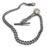 Antique silver albert pocket watch chain and coin fobs weight 31.8g