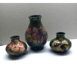 3 vintage Moorecroft vases largest measures height 13.7cm and 7.2cm