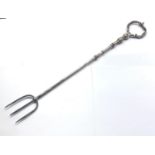 Fine large early Georgian silver toasting fork measures approx 45cm long weight 250g