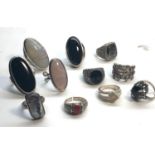 10 vintage stone set silver rings