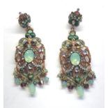 Designer DUBLOS runway statement earrings ornate beads crystals 4" Spain