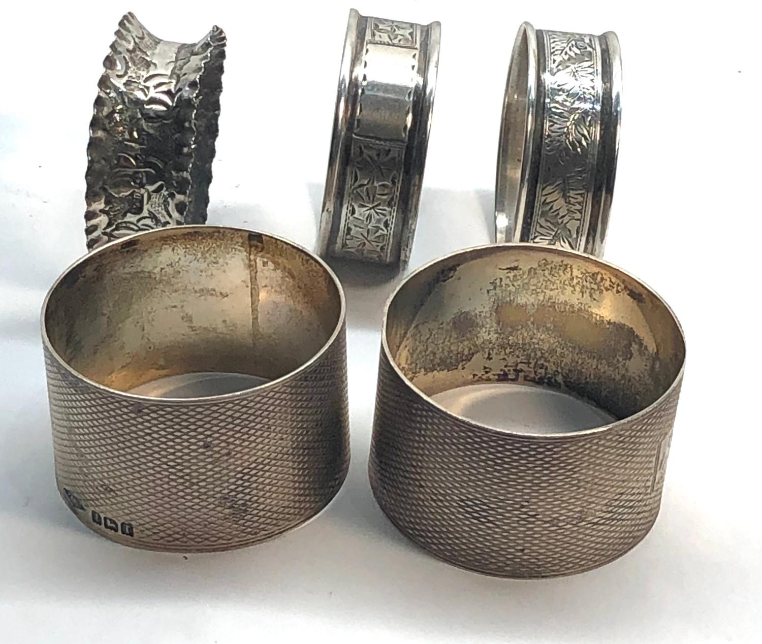 5 antique silver napkin rings all fully hallmarked two by charles horner