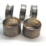 5 antique silver napkin rings all fully hallmarked two by charles horner