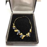 18ct gold and sapphire designer necklace leaf design set with large sapphire drops largestb stone
