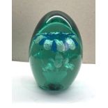 Large antique Victorian green glass dump flower paperweights measures approx. 132mm high by 90mm dia