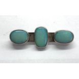 Vintage silver and opal brooch set with 3 large opals set in hallmarked silver mount marked PAN