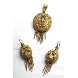 Victorian gold gilt metal earrings and pendant pendant measures approx 70mm drop at widest points