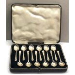Boxed set of 12 silver tea spoons Birmingham silver hallmarks
