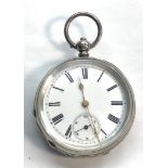 Continental silver pocket watch silver hallmarked case measures approx 51mm not including loop or