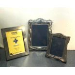 3 Silver picture frames largest measures approx 26.5cm by 19.5cm