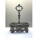 Large Victorian ornate silver bottle stand London silver hallmarks for 1853 makers CTF GF Charles