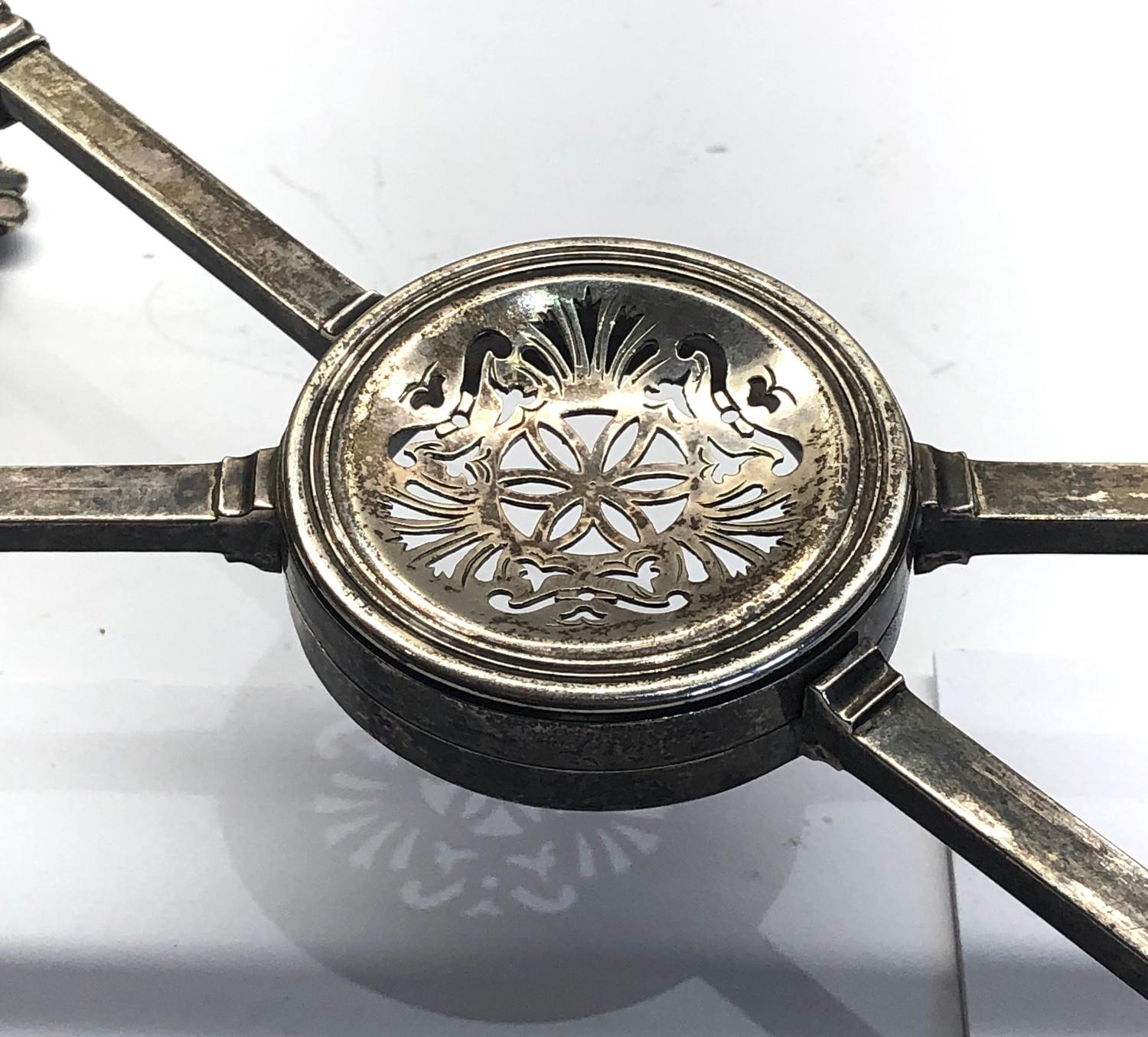 Fine Antique Georgian silver dish-cross stand rotating square cross-section arms, sitting on four - Image 5 of 9