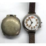 Original gents ww1 trench watch with watch protector patent No 20696 -14 dated 1914 clamshell type