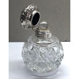 Silver mounted and cut glass perfume bottle Birmingham silver hallmarks
