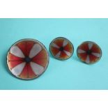 Hogan Bolas modernist enamel earring and brooch set