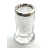 Antique glass and silver rimmed match striker Birmingham silver hallmarks measures approx 61mm high