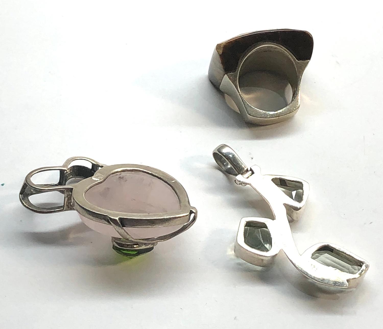 Vintage silver modernist stone set jewellery all hallmarked 925 - Image 3 of 3