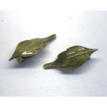 Vintage silver and enamel Norway leaf earrings