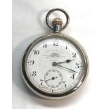 Tho,s Russell & sons Liverpool pocket watch metal case in good condition watch winds and ticks but