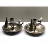 Pair of antique Georgian silver chamber sticks complete with snuffers London silver hallmarks makers