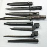 Collection of vintage military bayonets