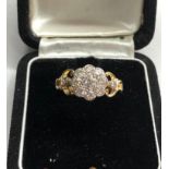 18ct gold diamond cluster ring .90ct