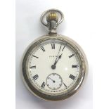 Elgin pocket watch nickel cased screw back and front large size 59mm dia not including stem or loop