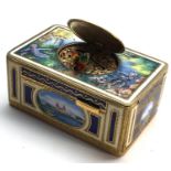 Rare vintage Swiss enamel scene bird automaton singing bird musical box enamel scenes on every