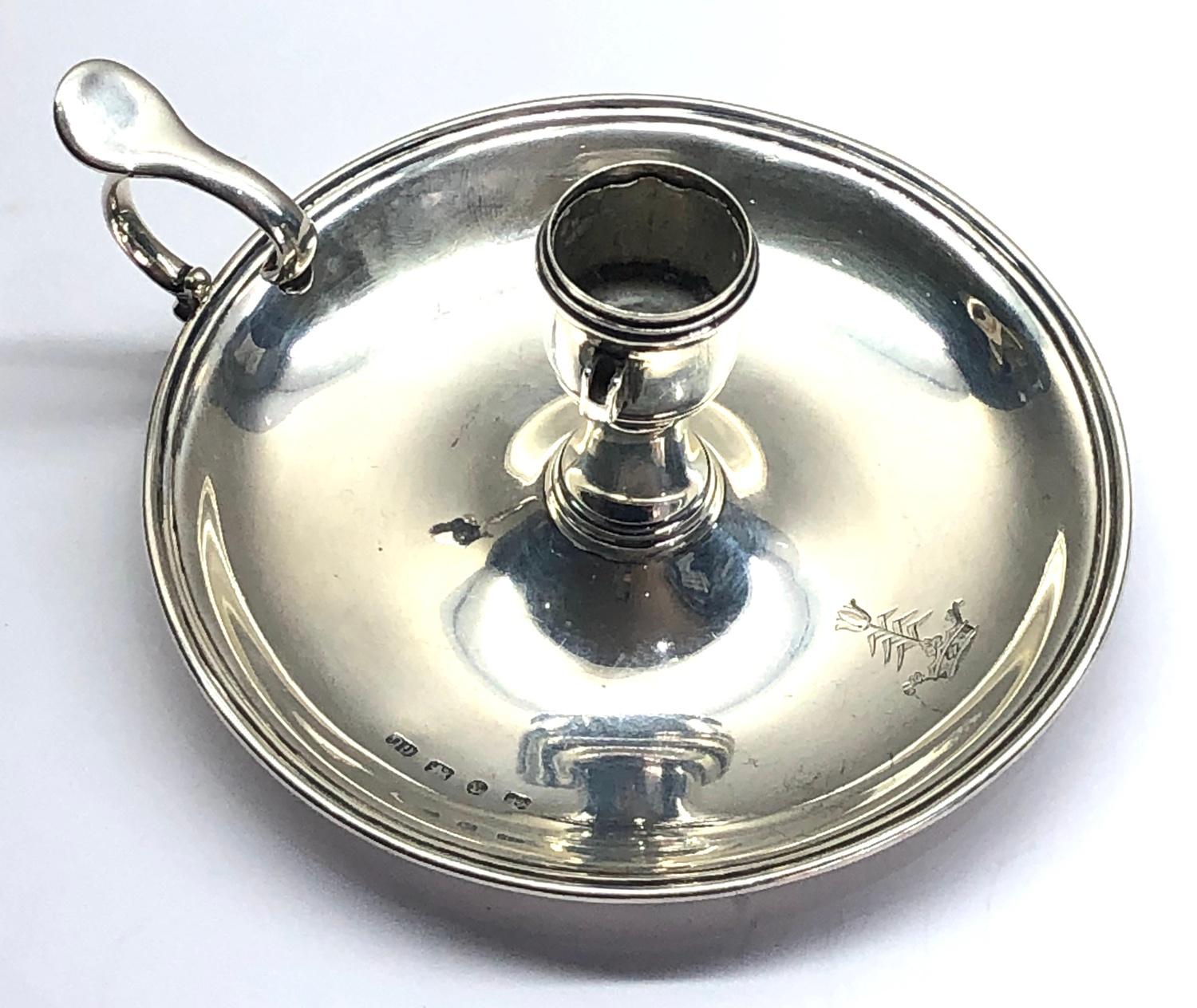 Antique silver chamber stick maker George unite Birmingham silver hallmarks missing snuffer - Image 2 of 4