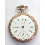 Antique Waltham gold plated open face pocket watch screw front and back dial signed Waltham