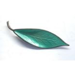 David Anderson silver and enamel leaf brooch