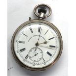 Antique Russells lever chronograph centre second silver pocket watch