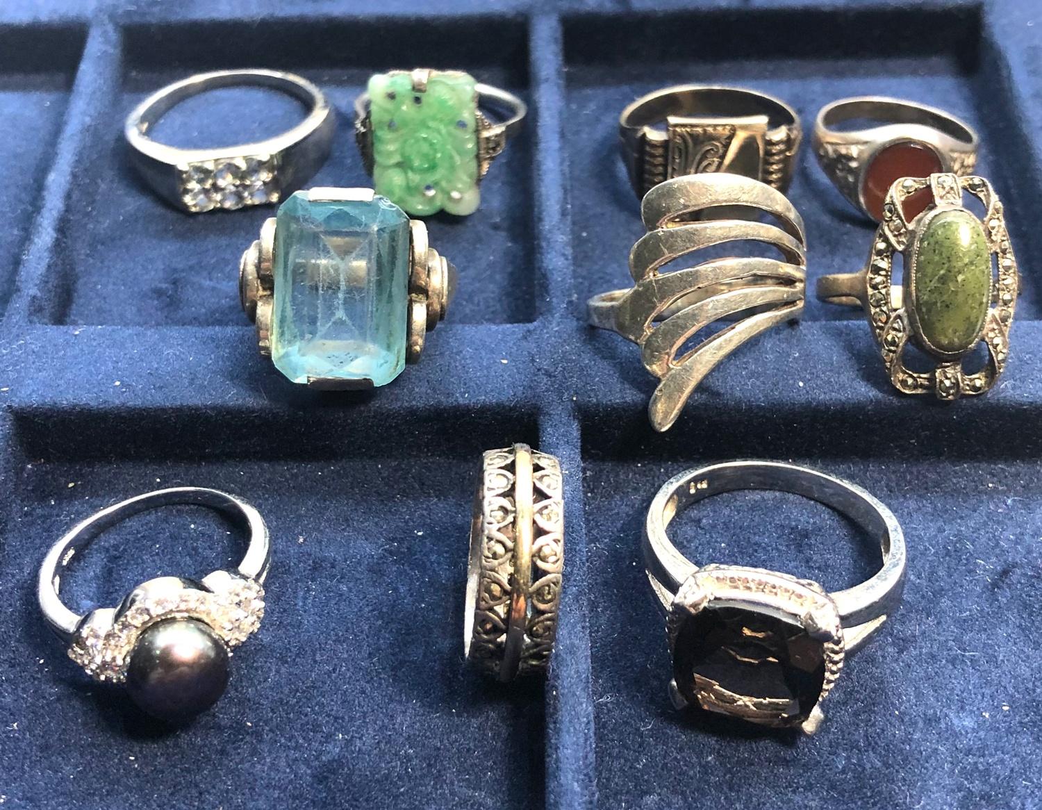 10 Vintage silver rings