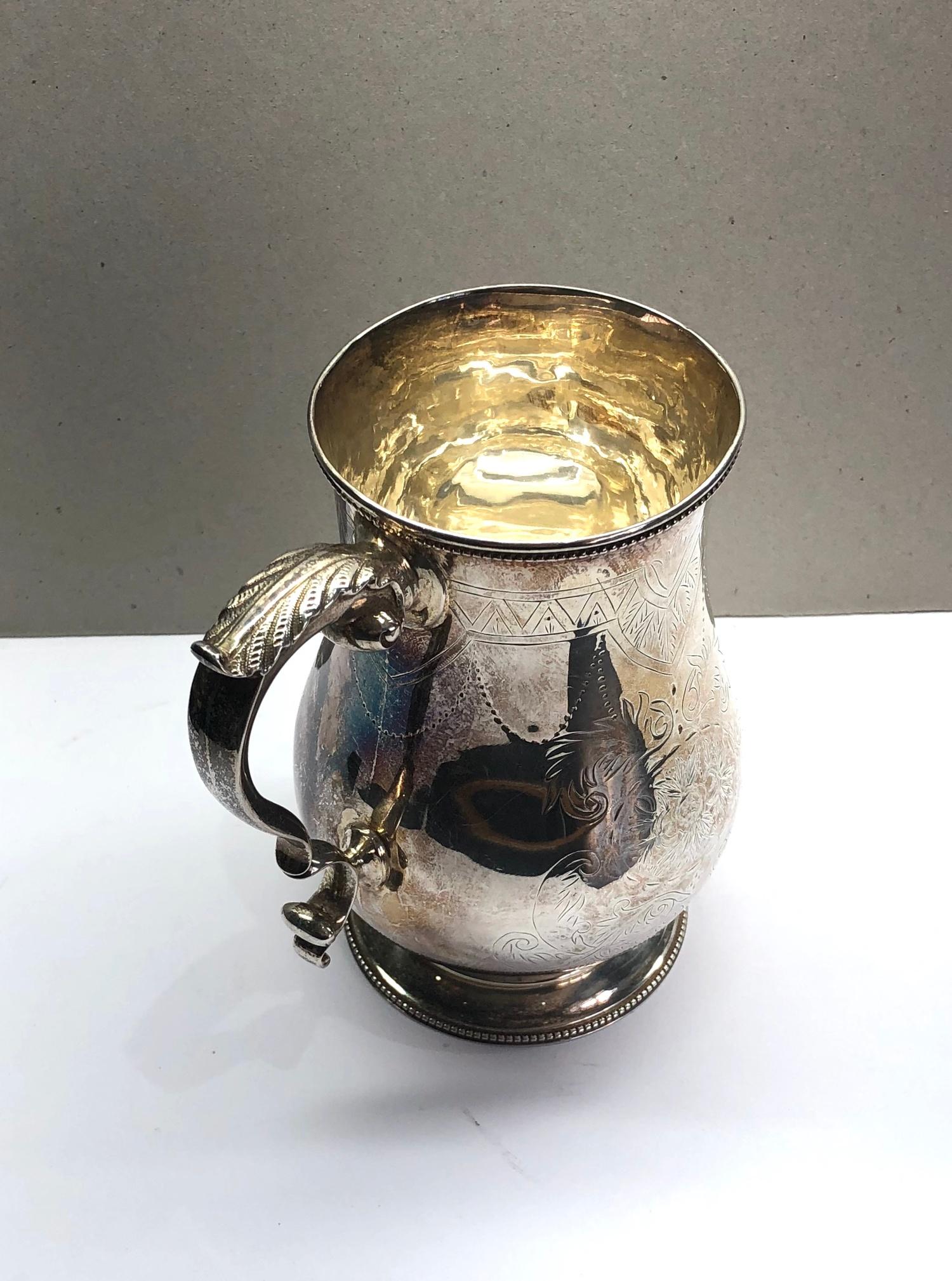 Large Victorian silver tankard London silver hallmarks measures approx. 14.5cm dia 10cm at widest - Image 3 of 6