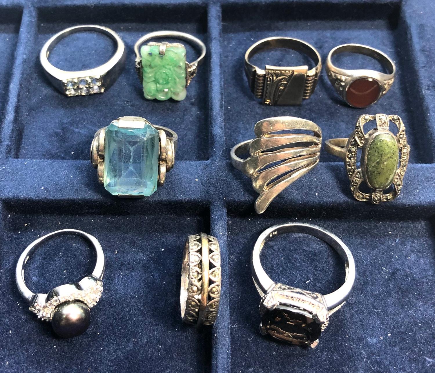 10 Vintage silver rings - Image 3 of 3