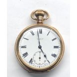 Ppen faced gold plated pocket watch E.Bartle Keighley watch winds and ticks