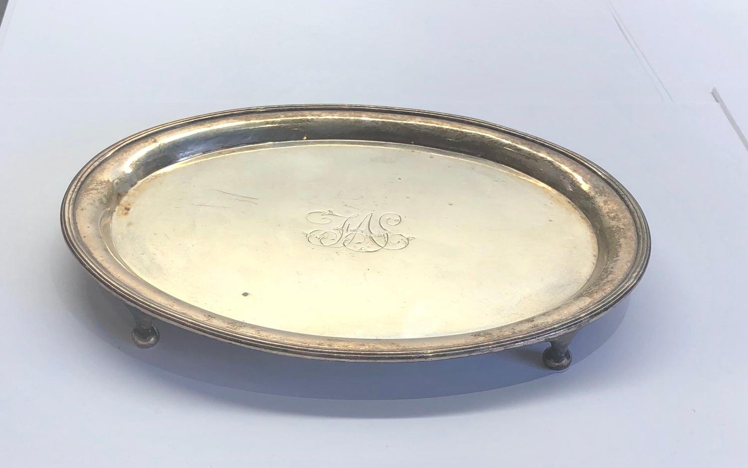 Georgian silver letter tray London silver hallmarks date letter B makes I.W R.G engraved initials