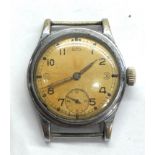Gents military wristwatch numbered on back cover broad arrow w.w.w Q689 S/Steel case fully wound not