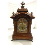 Large walnut Victorian brass face chiming bracket clock, approximate measurements: Height 28 inches,