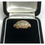Antique 18ct gold diamond and opal ring