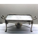 Large antique silver hot plate Sheffield silver hallmarks metal hot plate spirit warmer measures