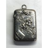 Antique embossed silver vesta case continental silver hallmarks