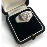 Large 3.5 carat diamond ring set in platinum mount diamond measures approx 12mm by 9mm weight 35.8g