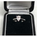 Heart shaped diamond ring diamond measures approx 8.5mm by 6mm set in 18ct white gold