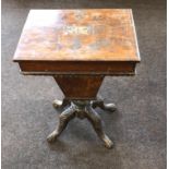 Victorian walnut sewing table in as found condition