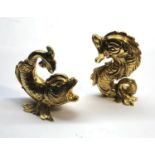 Fine pair of silver and gold gilt Dolphin salts