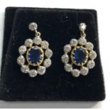 fine sapphire and diamond earrings marked on paper label 1.40ct /2.50ct priced £3472.00 each