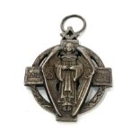 Silver Masonic Hall Stone Million Memorial Jewel depicting a standing angel against a cross and