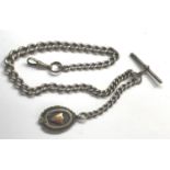antique graduated silver pocket watch chain and fob hallmarked on every link measures approx 45cm